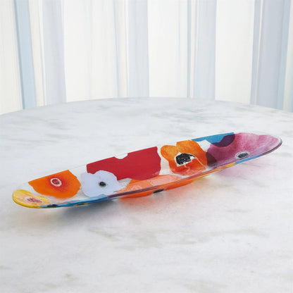 Fused Floral Flat Vase by Global Views in clear. Made from unique in a eclectic & global style.