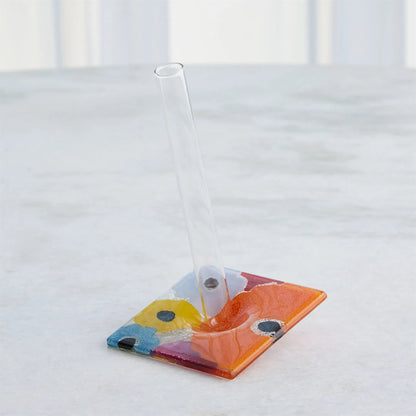 Fused Floral Flat Vase by Global Views in clear. Made from unique in a eclectic & global style.