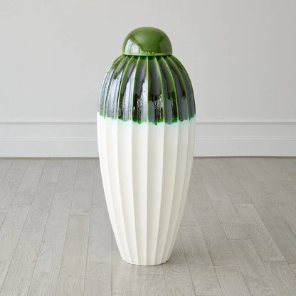 Fluted Jar with Lid by Global Views. Made from ceramic in a eclectic & global style.