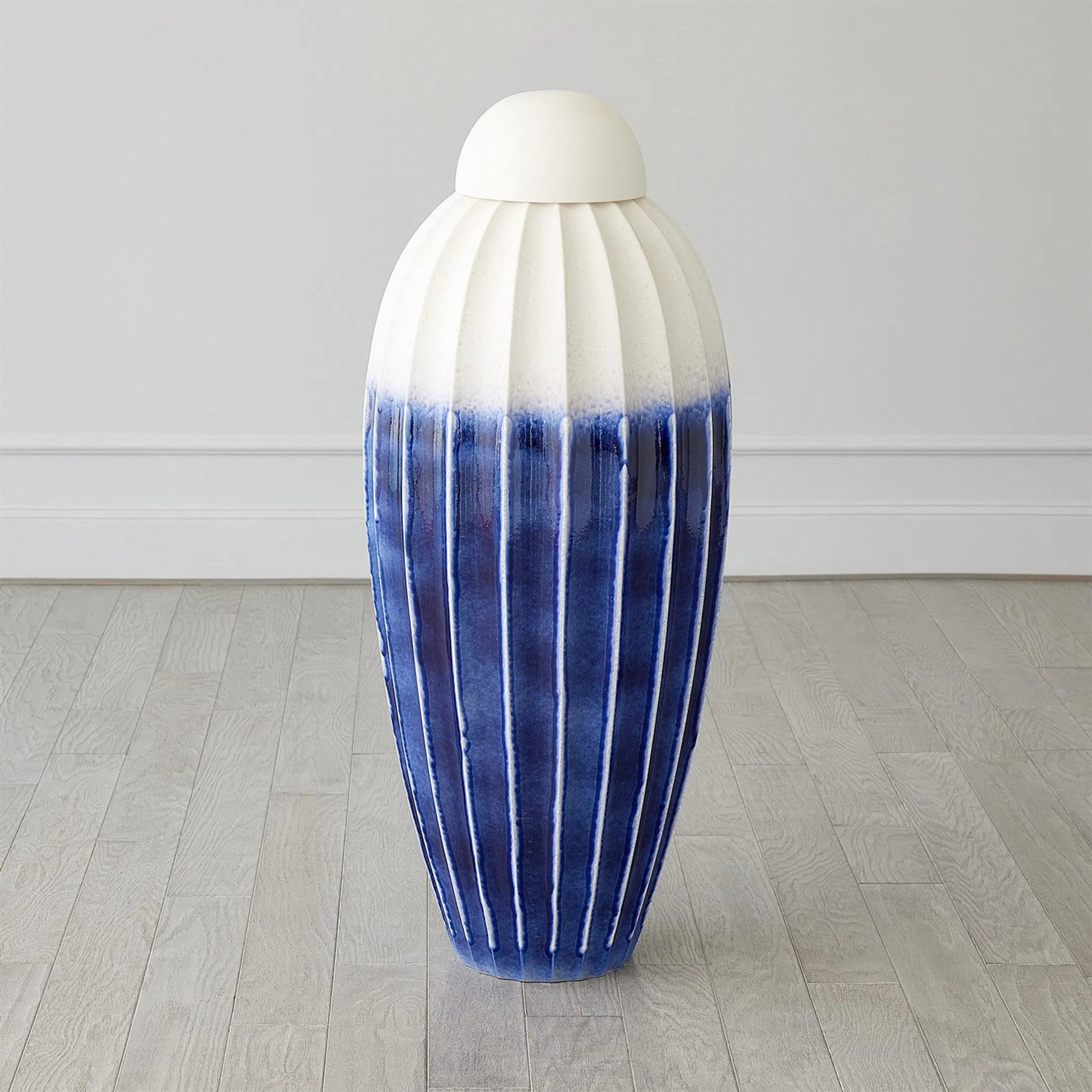 Fluted Jar with Lid by Global Views. Made from ceramic in a eclectic & global style.