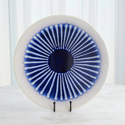 Striped Charger by Global Views in cobalt. Made from ceramic in a eclectic & global style.