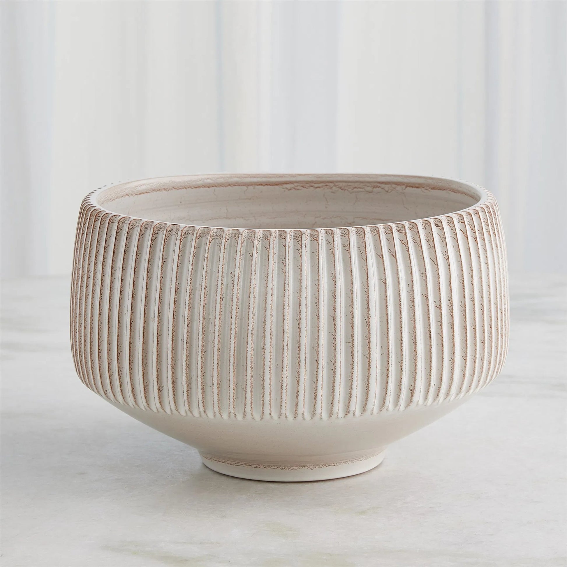 Vertical Ribbed Bowl by Global Views in natural. Made from ceramic in a unique style.