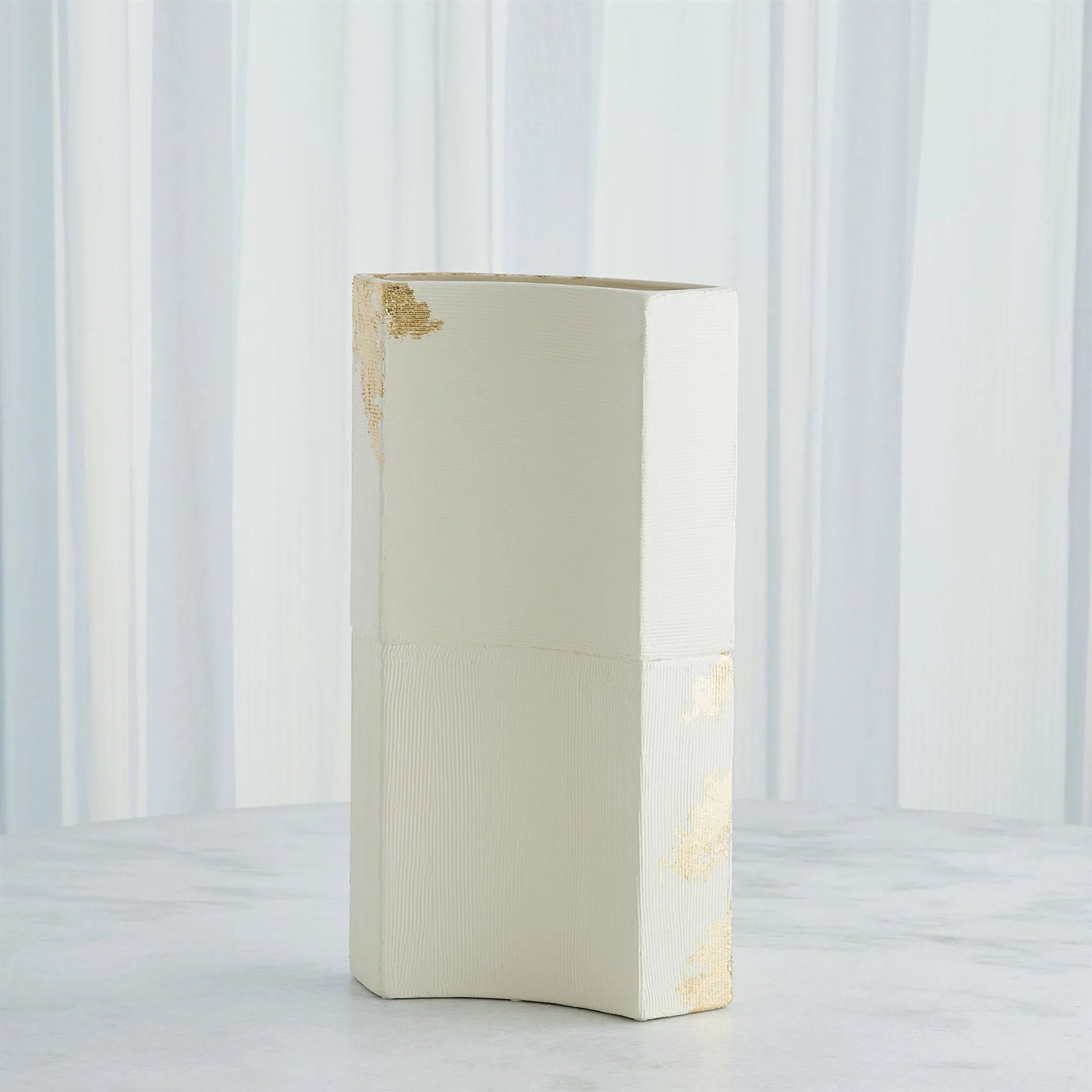 Splashy Gold Leaf Vase by Global Views in natural. Made from ceramic in a unique style.