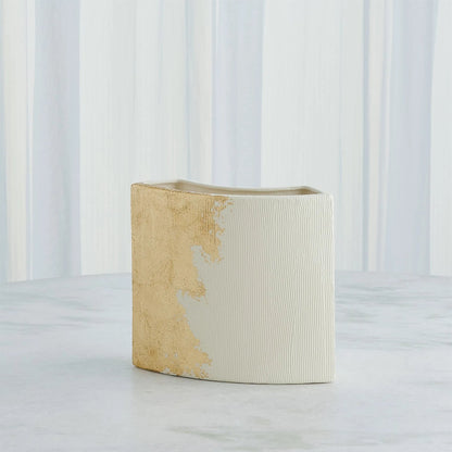 Splashy Gold Leaf Vase by Global Views in natural. Made from ceramic in a unique style.
