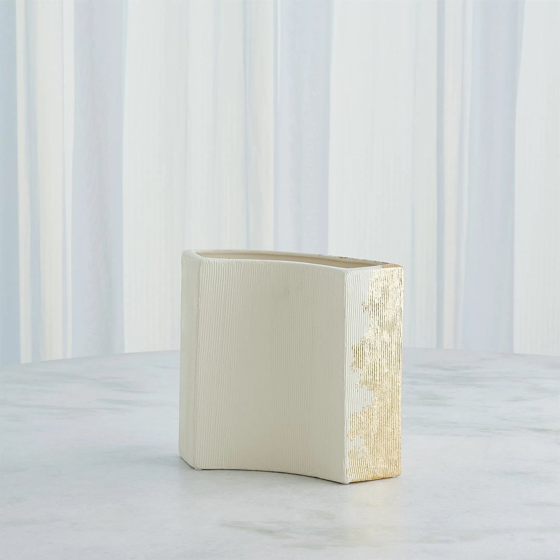 Splashy Gold Leaf Vase by Global Views in natural. Made from ceramic in a unique style.