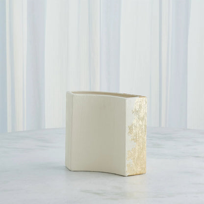 Splashy Gold Leaf Vase by Global Views in natural. Made from ceramic in a unique style.