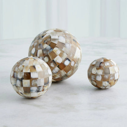 Horn Sphere by Global Views. Made from mdf, horn, buffalo bone, horn - bubalus bubalis - country of origin - india in a modern style.