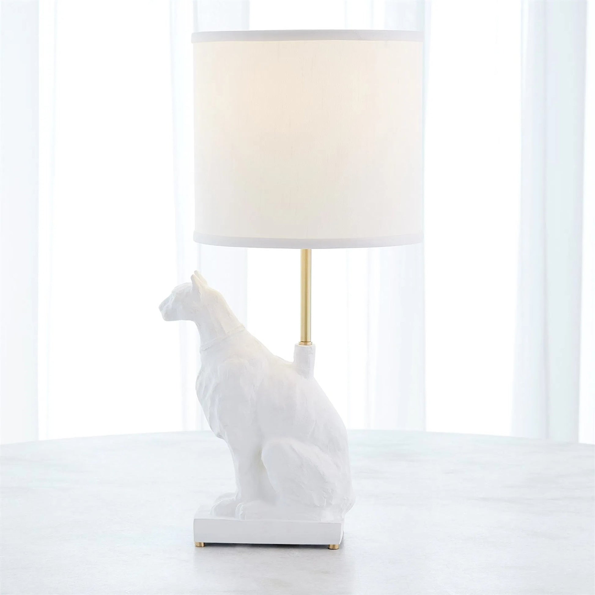 Egyptian Cat Lamp by Global Views in matte white. Made from unique in a unique style.