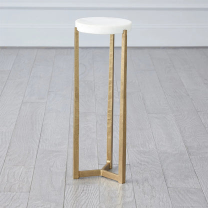 Marble Disk Table by Global Views in gold and marble. Made from unique in a modern style.