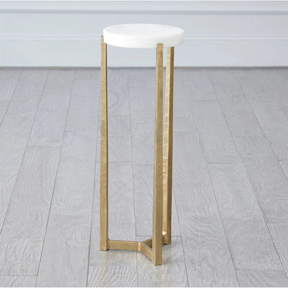 Marble Disk Table by Global Views in gold and marble. Made from unique in a modern style.