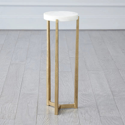 Marble Disk Table by Global Views in gold and marble. Made from unique in a modern style.