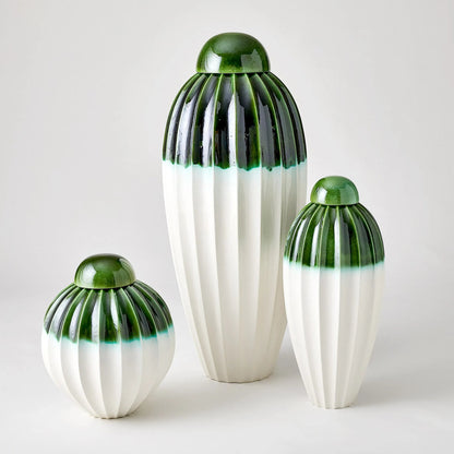 Fluted Jar with Lid by Global Views. Made from ceramic in a eclectic & global style.