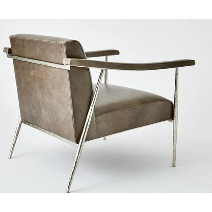 L Brooks Leather Chair by Global Views in nickel. Made from unique in a unique style.