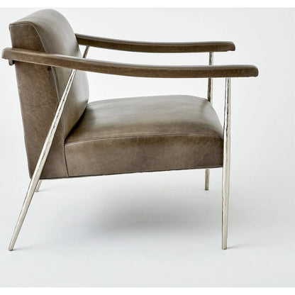 L Brooks Leather Chair by Global Views in nickel. Made from unique in a unique style.