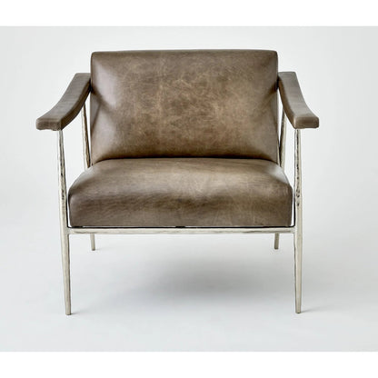 L Brooks Leather Chair by Global Views in nickel. Made from unique in a unique style.