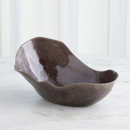 Horn Bowl, Reactive Amethyst by Global Views in reactive amethyst. Made from ceramic in a modern style.