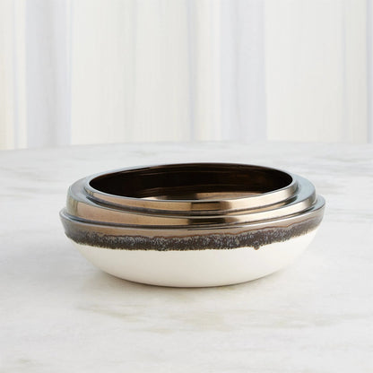 Slant Stack Bowl by Global Views in reactive bronze. Made from earthenware (ceramic) in a modern style.