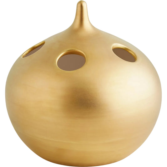 Oh No Vase by Global Views in matte gold. Made from unique in a unique style.
