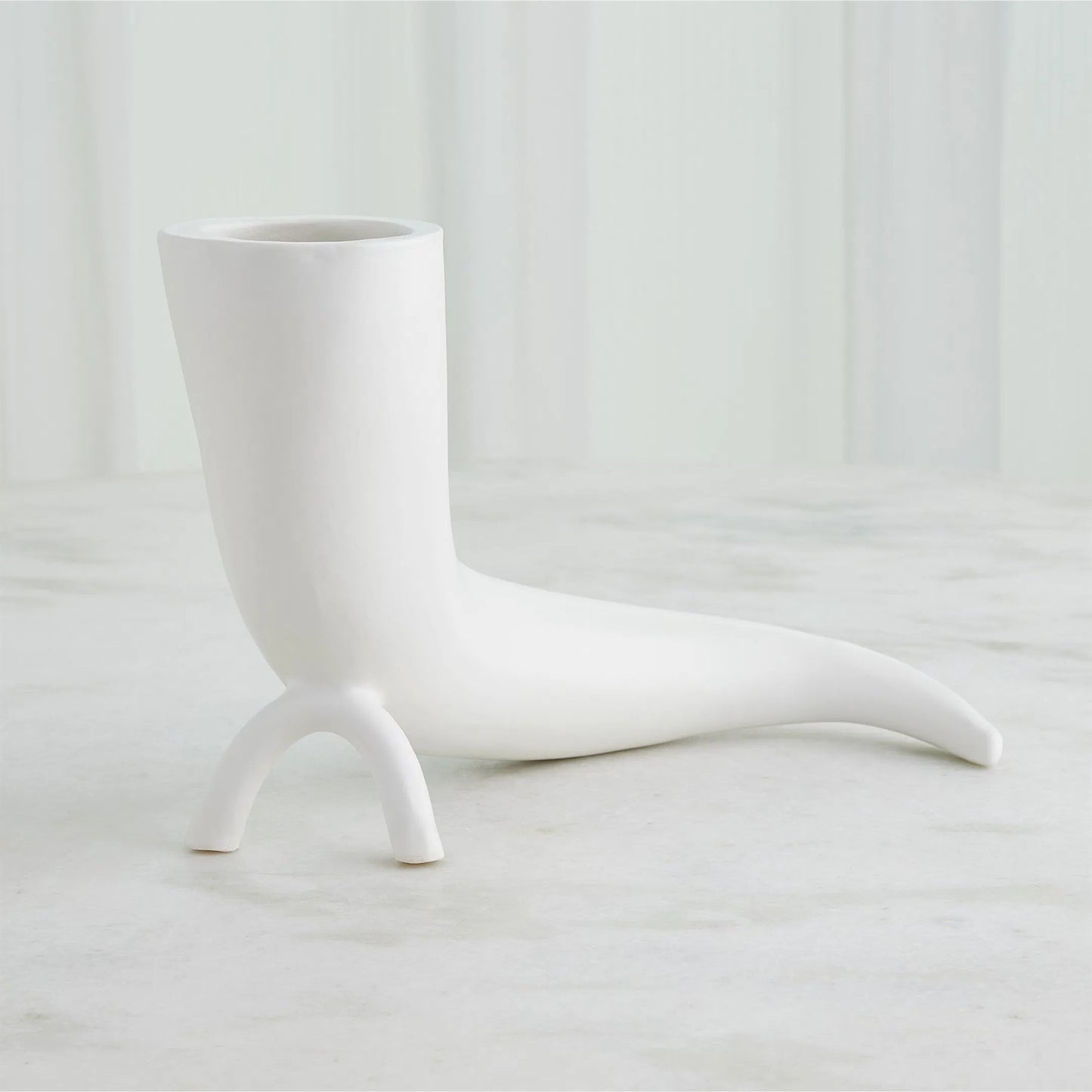 002 SI-2445563 | Lifestyle | Cornucopia Vase by Global Views in matte white. Made from ceramic in a modern style.