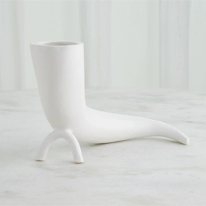 Cornucopia Vase by Global Views in matte white. Made from ceramic in a modern style.
