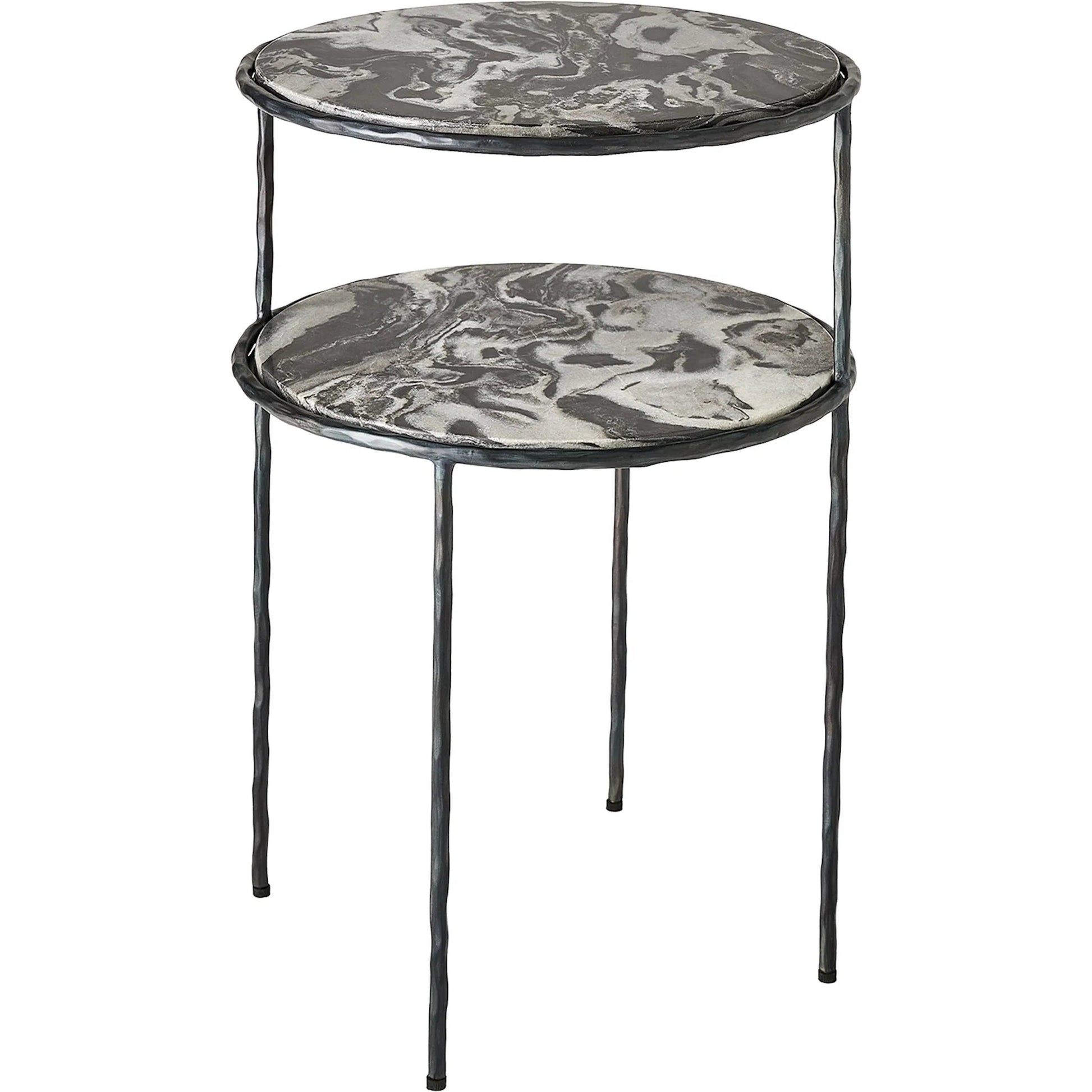 Registrar Tiered Table by Global Views. Made from iron, grey baloon marble in a unique style.
