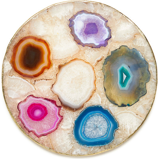 Agate Trivets with Gold Trim by Maitland-Smith. Made from unique in a coastal style.
