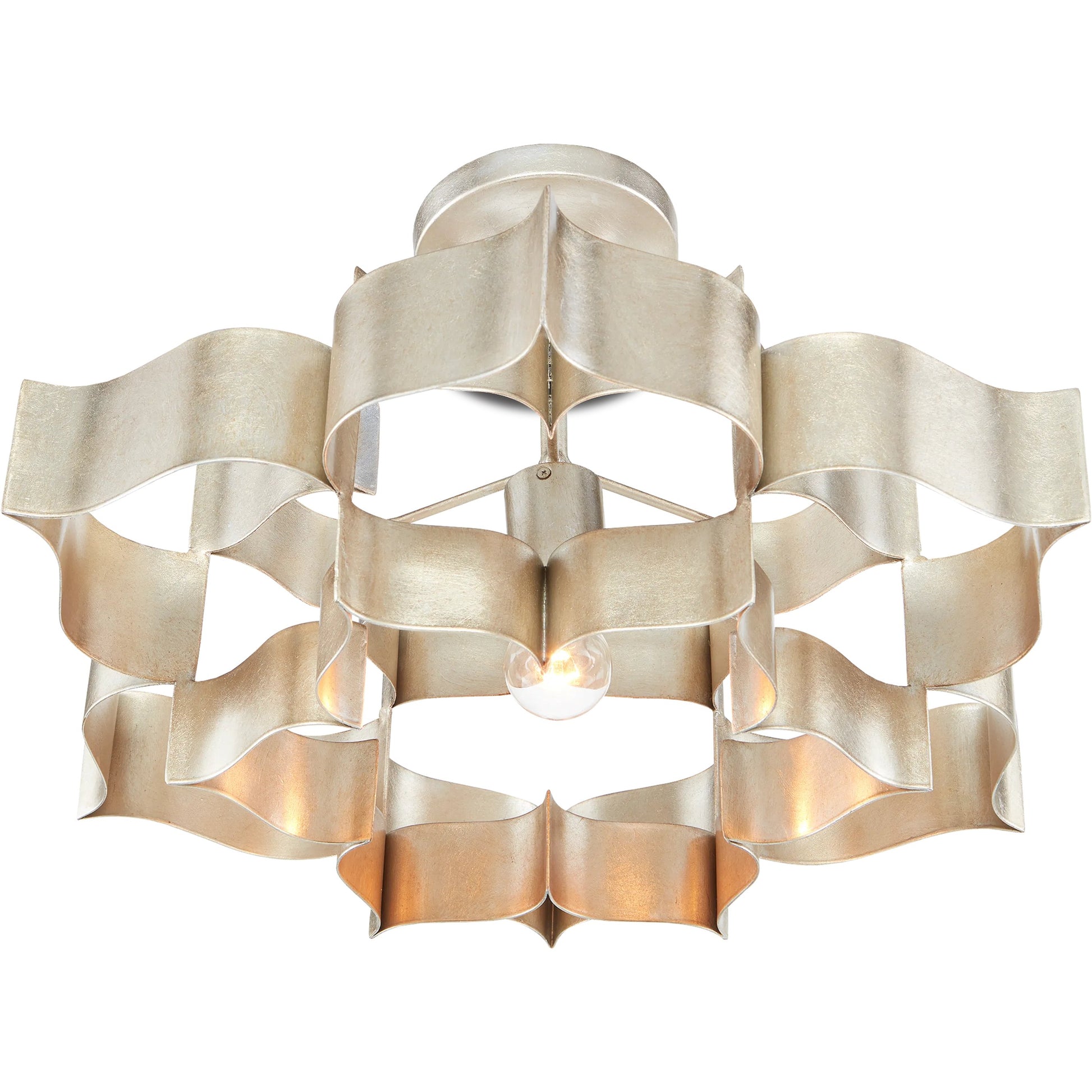 Grand Lotus Pendant/Semi-Flush Mount by Currey and Company. Made from wrought iron in a modern style.