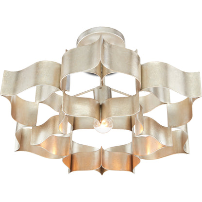 Grand Lotus Pendant/Semi-Flush Mount by Currey and Company. Made from wrought iron in a modern style.
