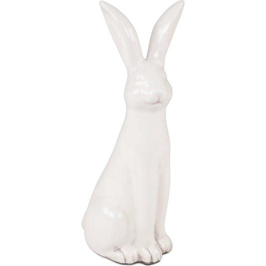 White Rabbit by Zentique in partially glazed off-white. Made from stoneware in a transitional style.