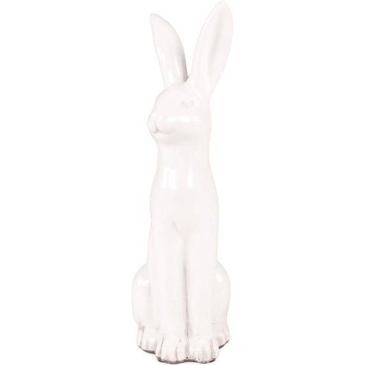 Rabbit by Zentique in partially glazed off-white. Made from stoneware in a unique style.