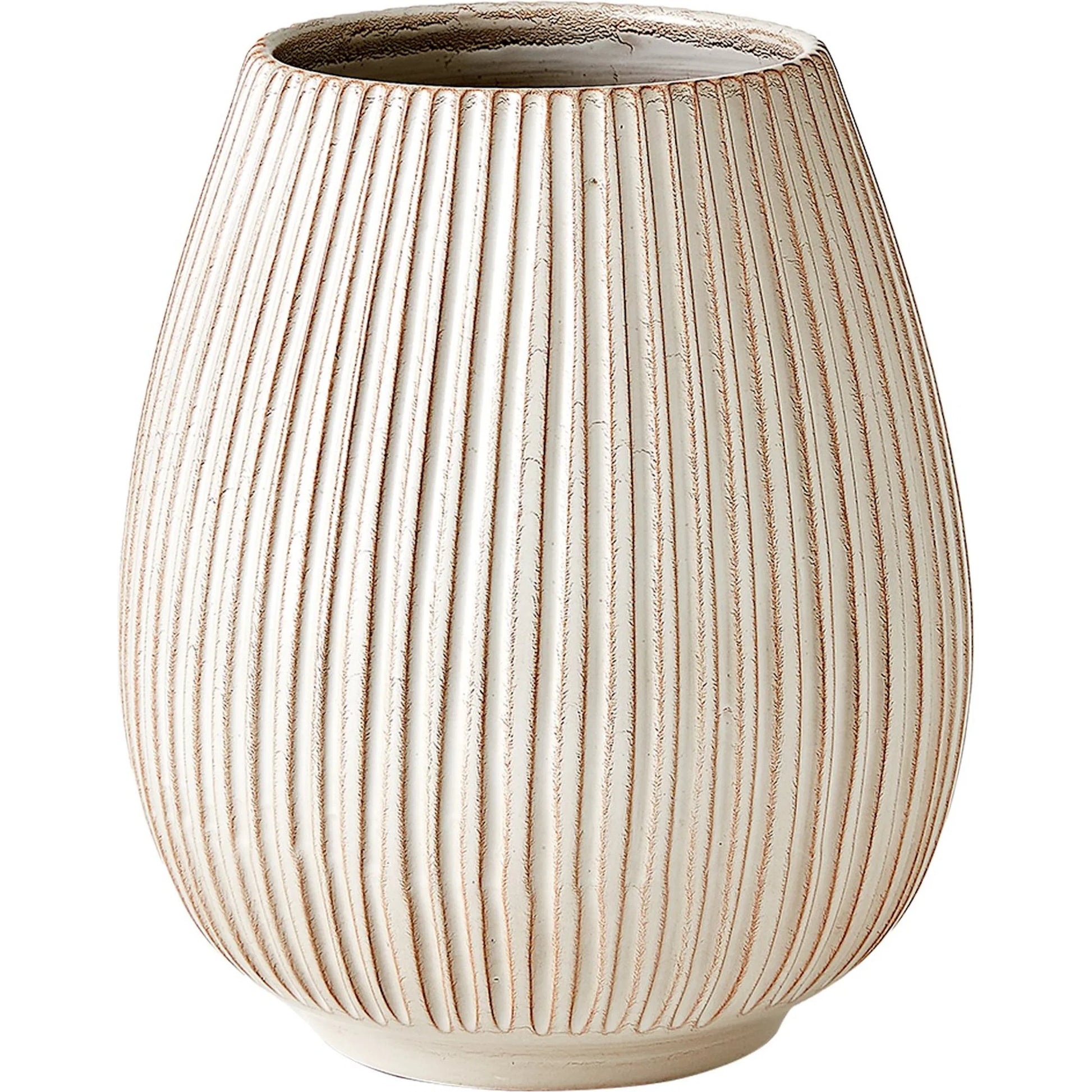 Vertical Ribbed Vase by Global Views in natural. Made from ceramic in a unique style.