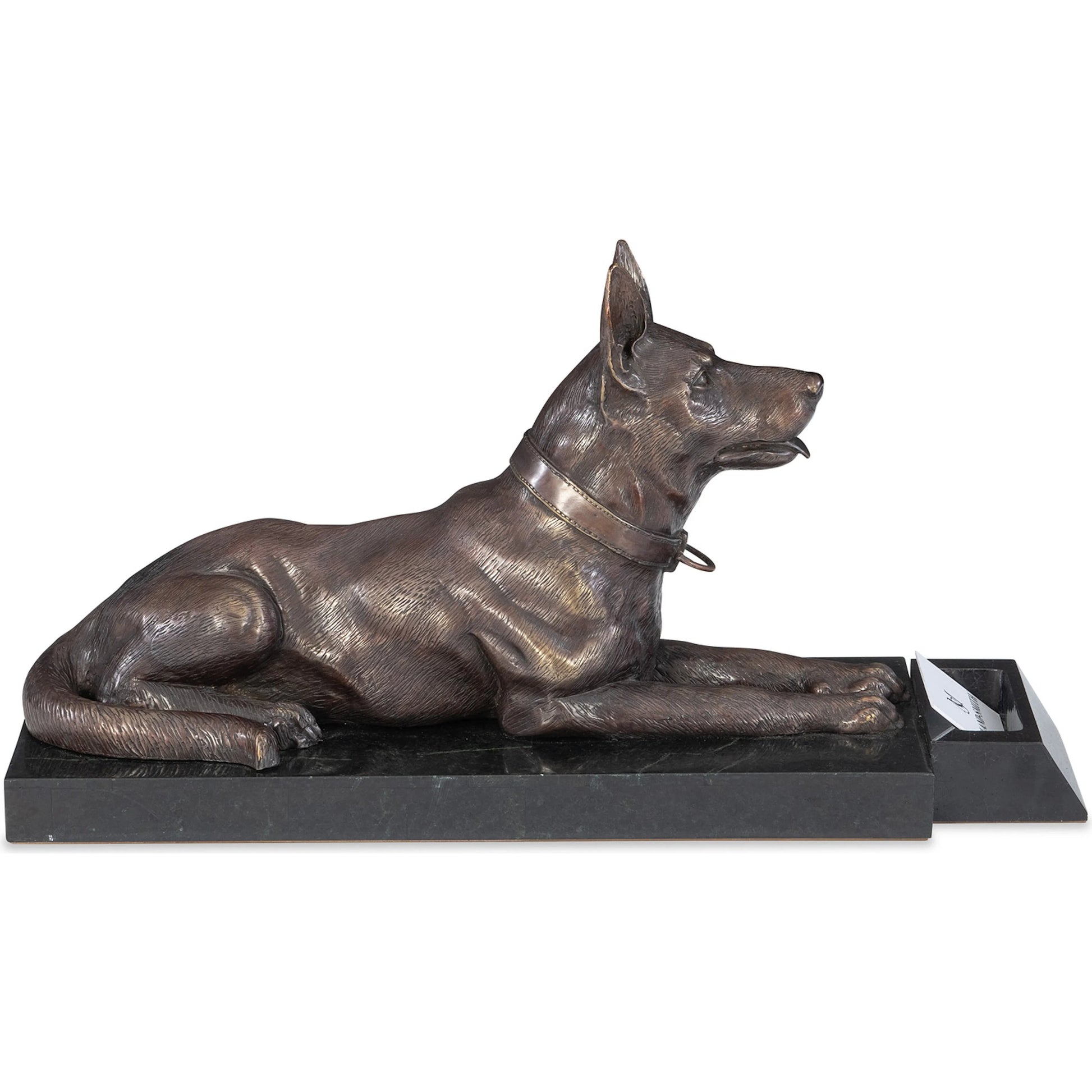 German Shepherd Card Holder by Maitland-Smith in dark bronze. Made from unique in a unique style.