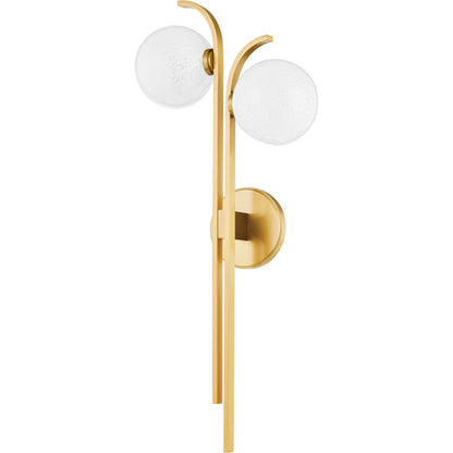 Laval 2 Light Wall Sconce by Hudson Valley in aged brass. Made from steel in a modern style.