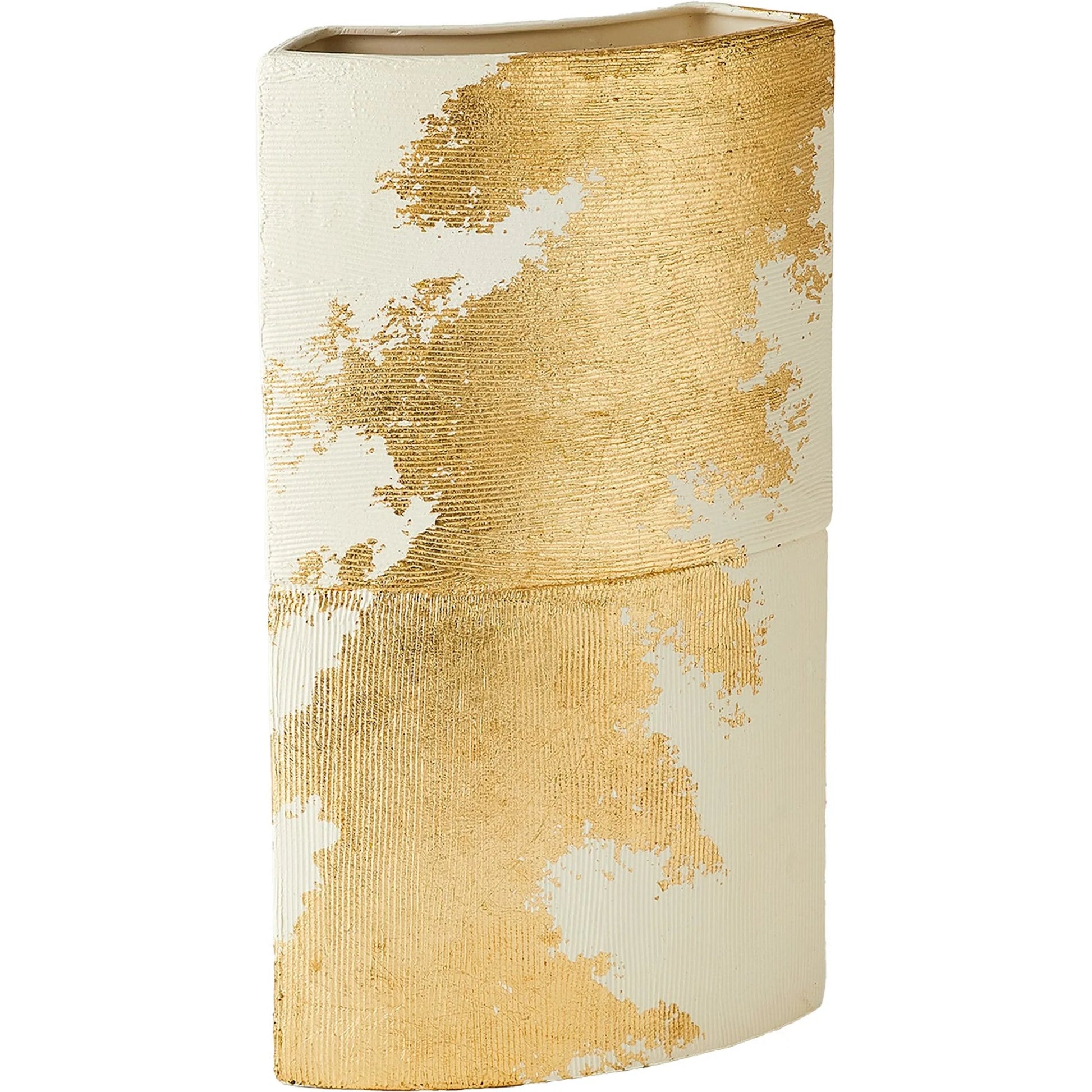 Splashy Gold Leaf Vase by Global Views in natural. Made from ceramic in a unique style.