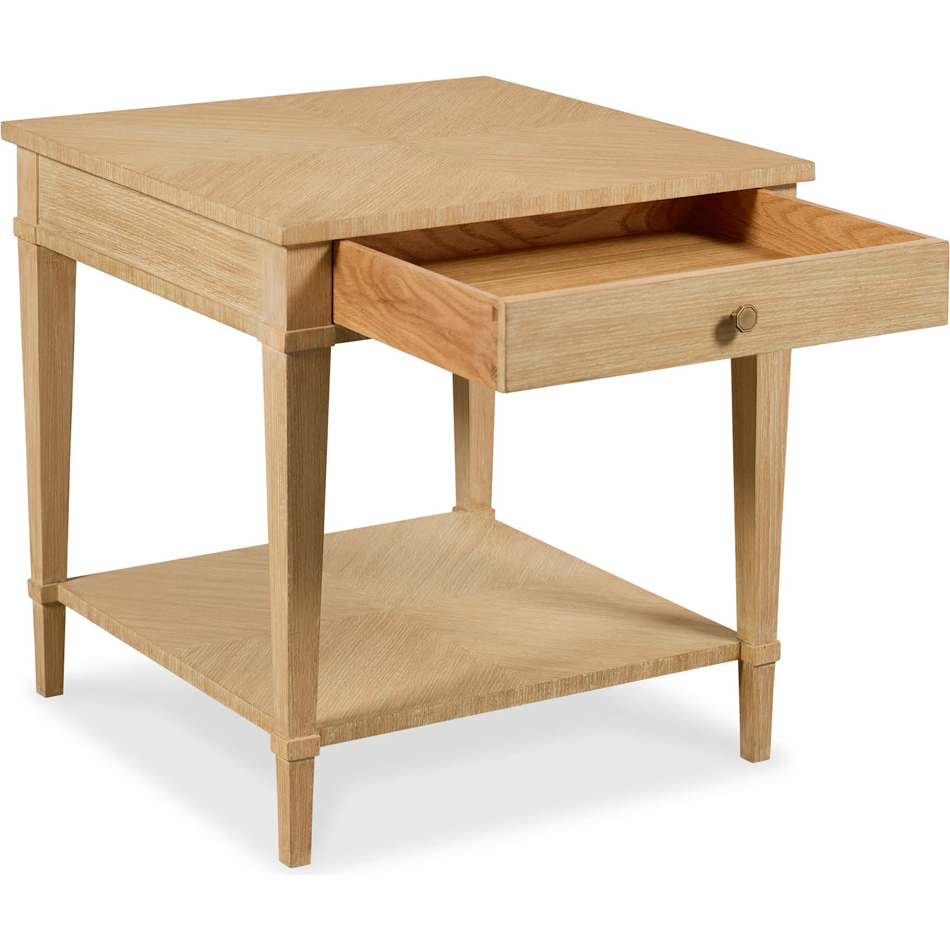 Bermuda Side Table by Maitland-Smith in light cerused oak. Made from unique in a transitional style.