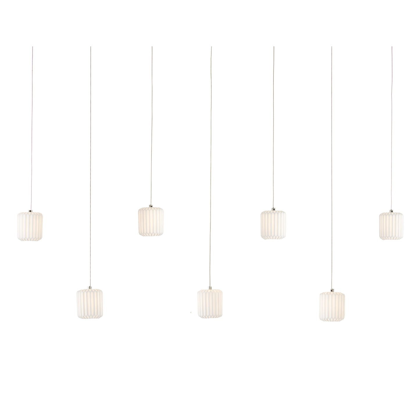 001 SI-1923901 | Primary Silo | Dove Rectangular 7-LIGHT Multi-Drop Pendant by Currey and Company in white, silver. Made from ceramic in a modern style.