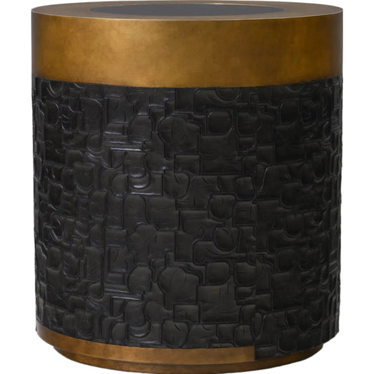 Alma Side Table by Maitland-Smith in black, antique brass. Made from unique in a unique style.