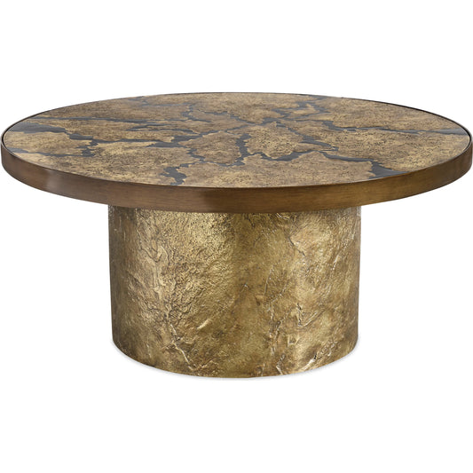 Flow Round Base Cocktail Table by Maitland-Smith in antiqued brass. Made from unique in a unique style.