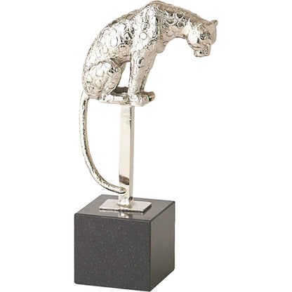 Perched Nickel Jaguar on Stand by Global Views in nickel and bronze. Made from unique in a modern style.
