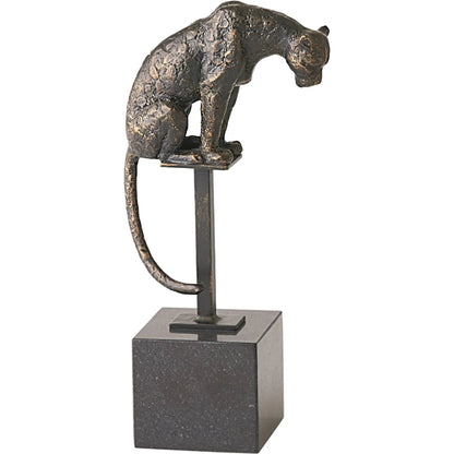 Perched Bronze Jaguar on Stand by Global Views in bronze and bronze. Made from unique in a modern style.