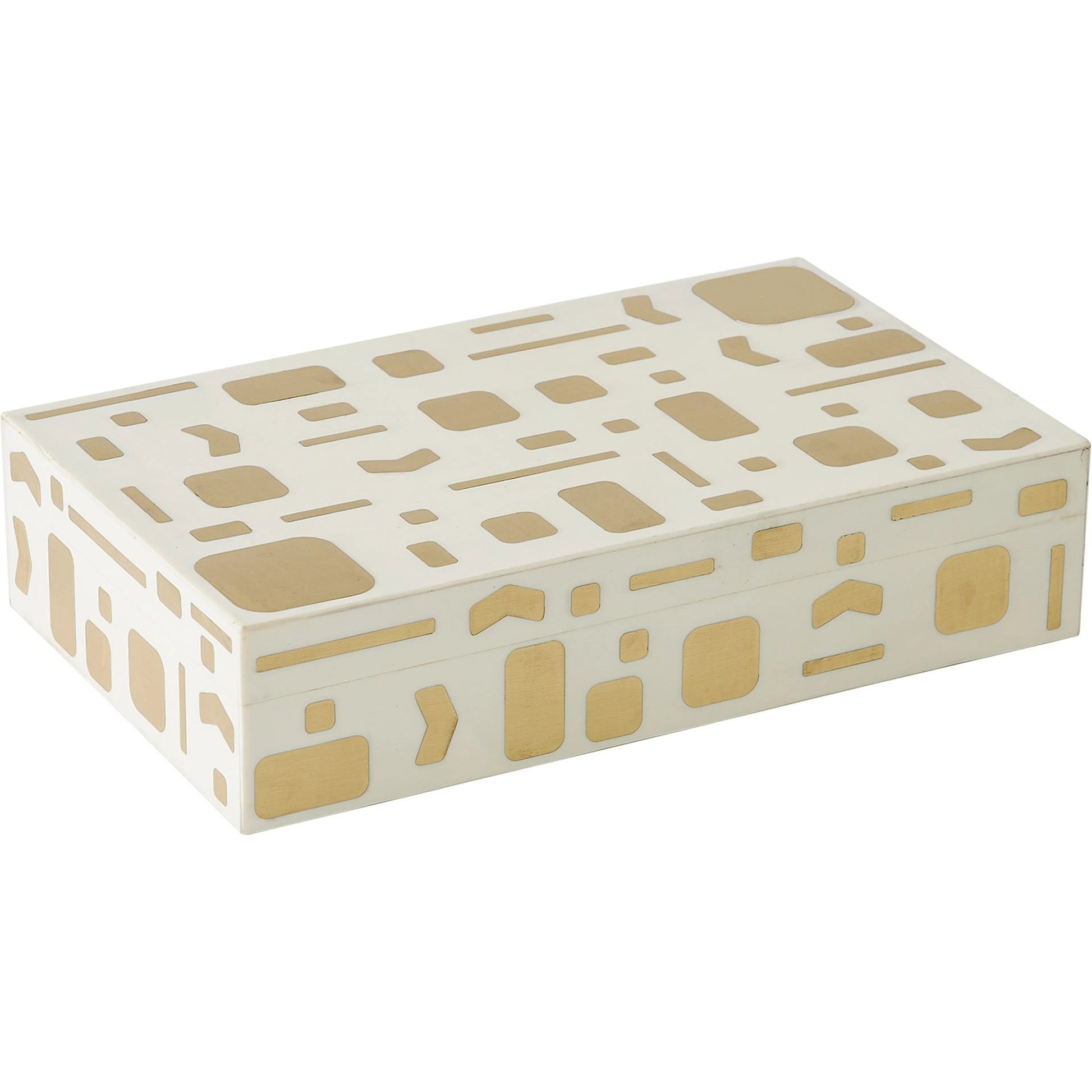 Brass Jali Box by Global Views. Made from mdf, resin, brass in a modern style.