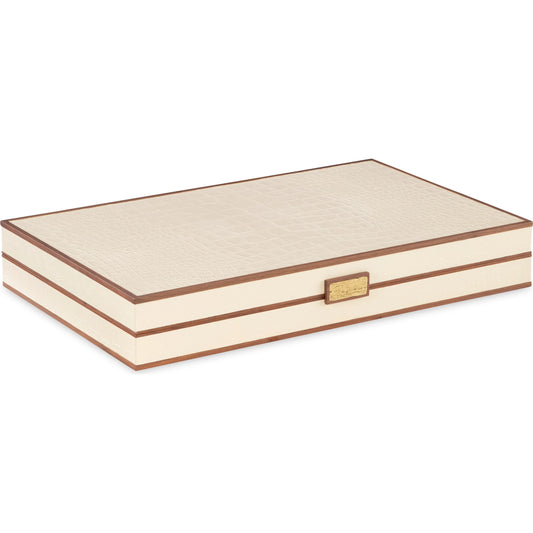 Cream Leather Game Board by Maitland-Smith in cream leather, brass. Made from unique in a unique style.
