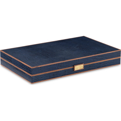 Navy Leather Game Board by Maitland-Smith in navy. Made from unique in a traditional style.