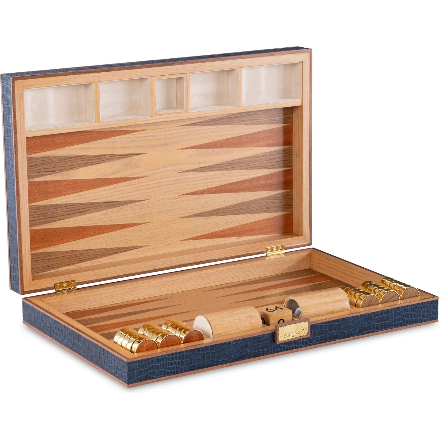 002 SI-2293472 | Additional Silo | Navy Leather Game Board by Maitland-Smith in navy. Made from unique in a traditional style.