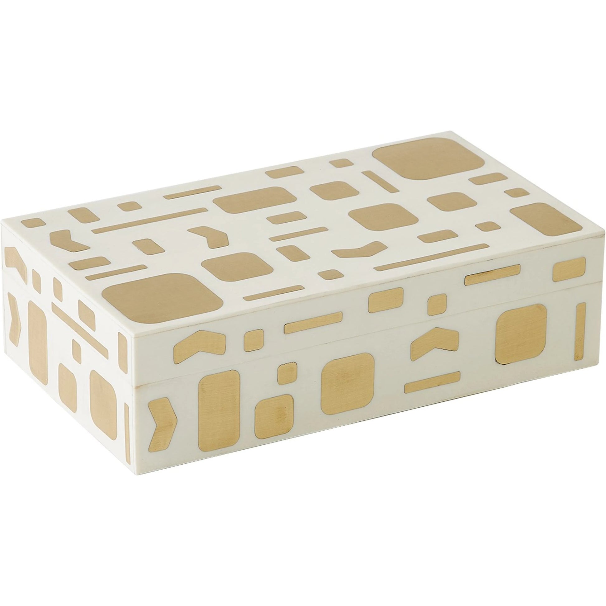 Brass Jali Box by Global Views. Made from mdf, resin, brass in a modern style.