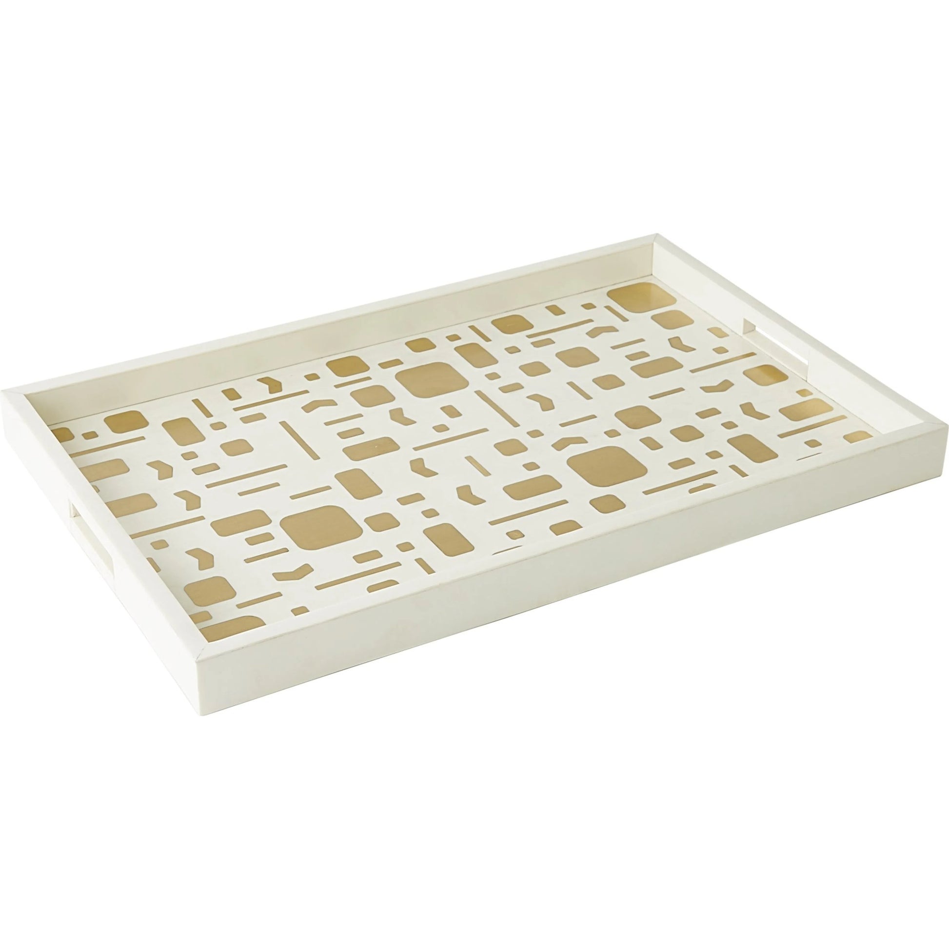 Brass Jali Box Tray by Global Views. Made from mdf, resin, brass in a modern style.