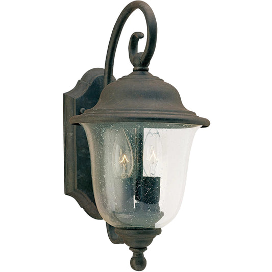Trafalgar 2-Light Outdoor Wall Lantern by Visual Comfort & Co. in oxidized bronze. Made from aluminum in a unique style.