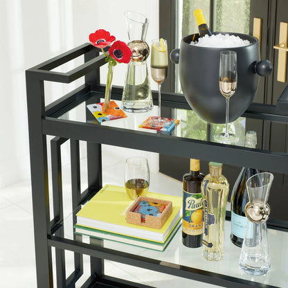Grid Block Bar Cart by Global Views. Made from unique in a transitional style.