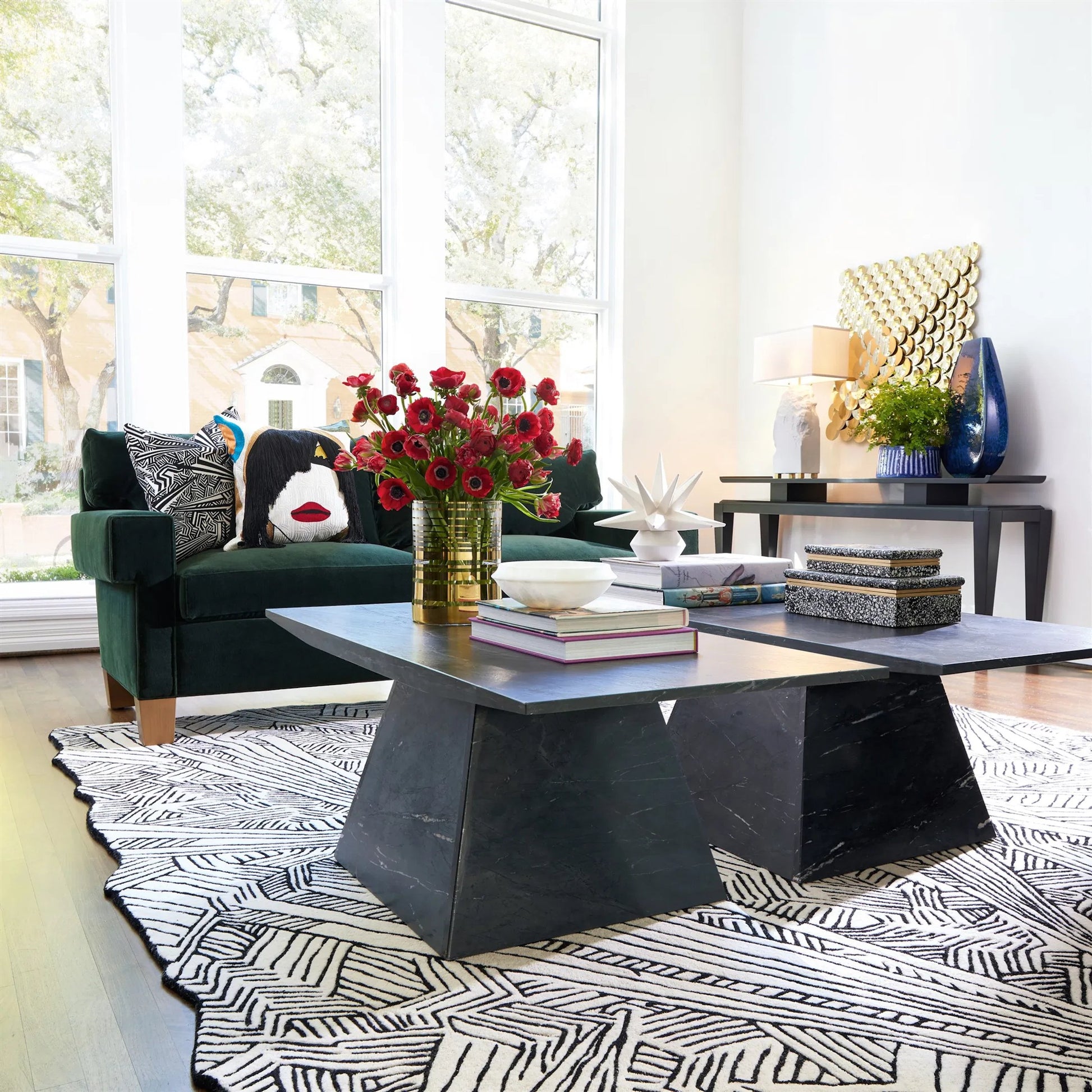 Aero Cocktail Table by Global Views. Made from marble, mdf in a modern style.