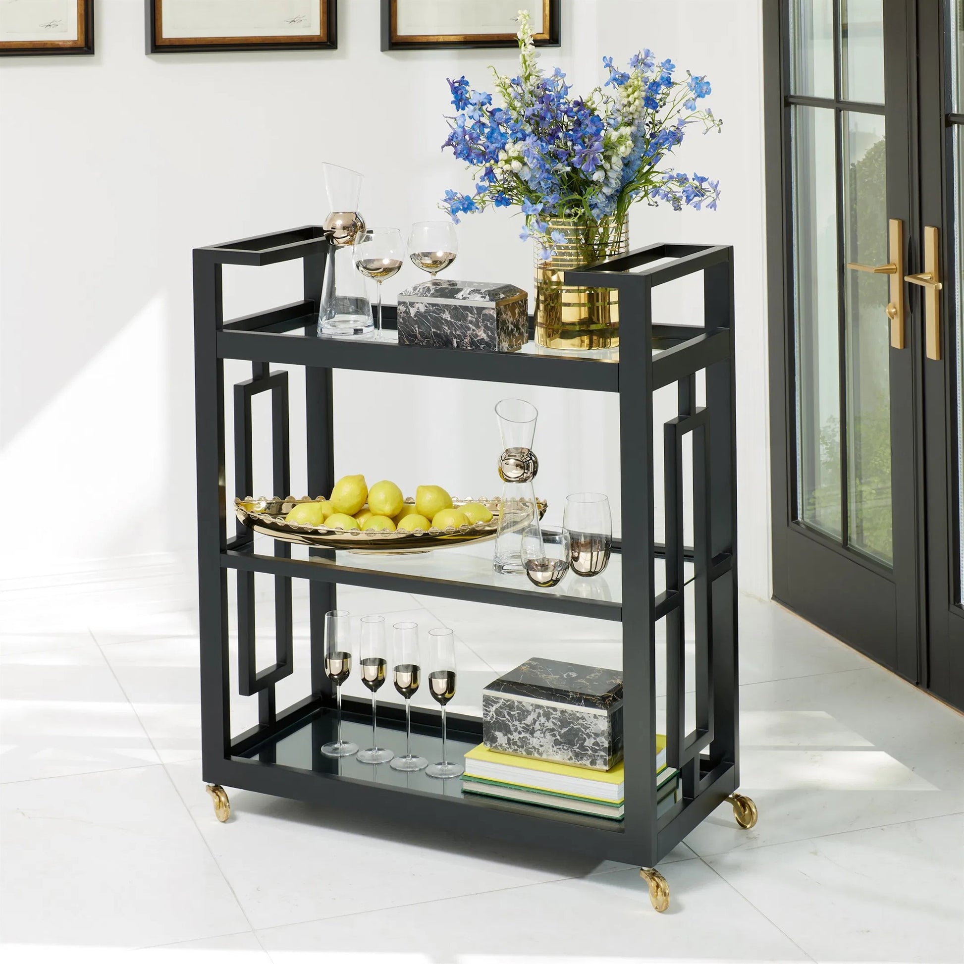 Grid Block Bar Cart by Global Views. Made from unique in a transitional style.